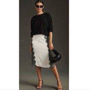 Anthropologie Monochrome Lace Pencil Skirt
